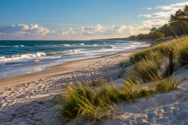 Ilustracja AI: Plaża pod latarnią