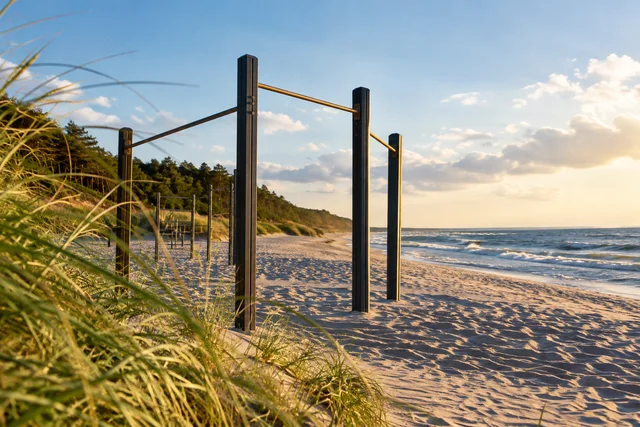 Ilustracja AI: Siłownia na plaży